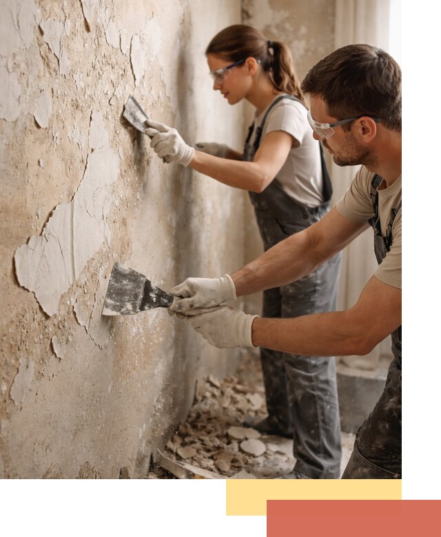 Снятие старой шпаклевки и подготовка поверхностей в Заволжье