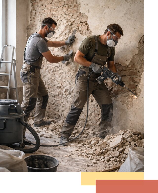 Демонтаж штукатурки со стен в Заволжье быстро и аккуратно