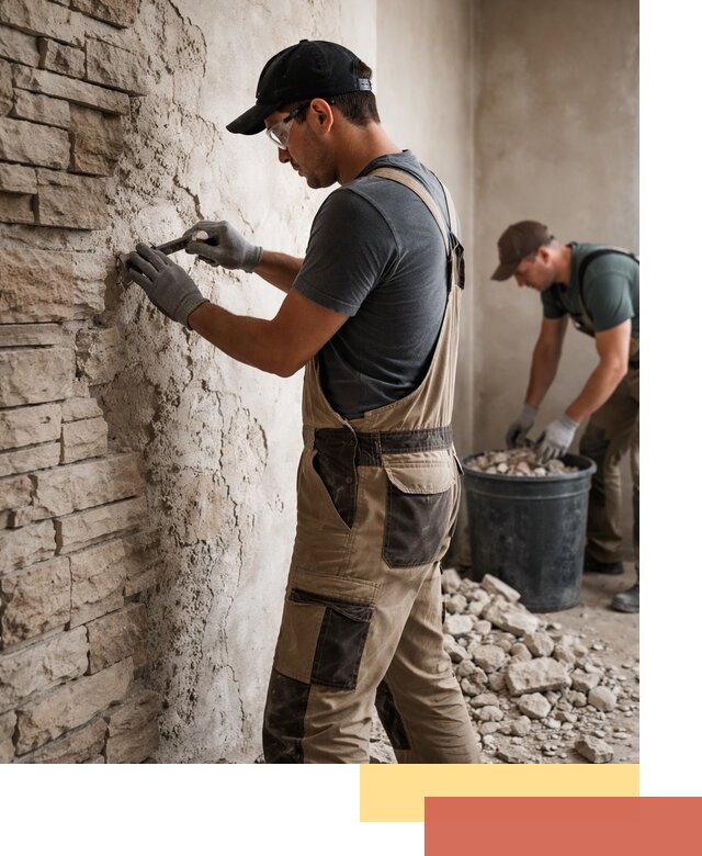 Демонтаж декоративного камня в Заволжье профессионально и безопасно