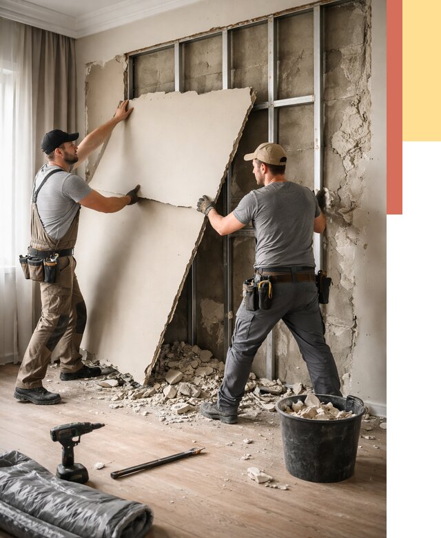 Демонтаж гипсокартона со стен в Заволжье от 356 руб. — услуги демонтажа | ОТДЕЛОЧНИК-Звл