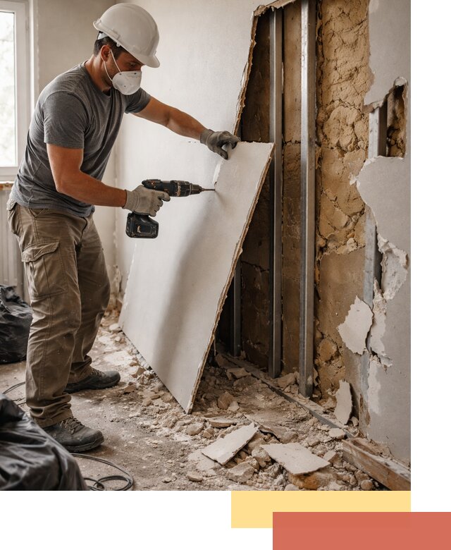 Демонтаж гипсокартона со стен в Заволжье качественно и быстро