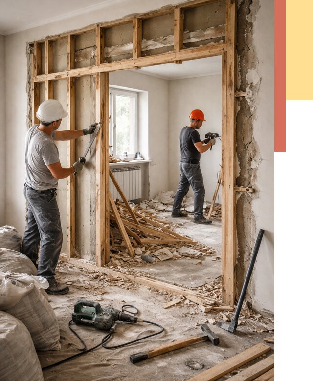 Демонтаж деревянных перегородок в Заволжье от 3259 руб. — быстро и недорого | ОТДЕЛОЧНИК-Звл