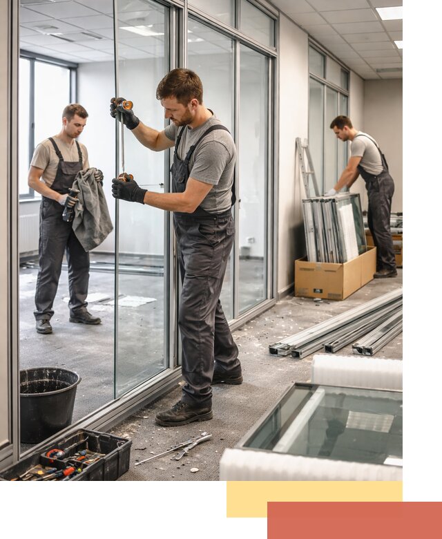 Демонтаж стеклянных перегородок в Заволжье быстро и безопасно