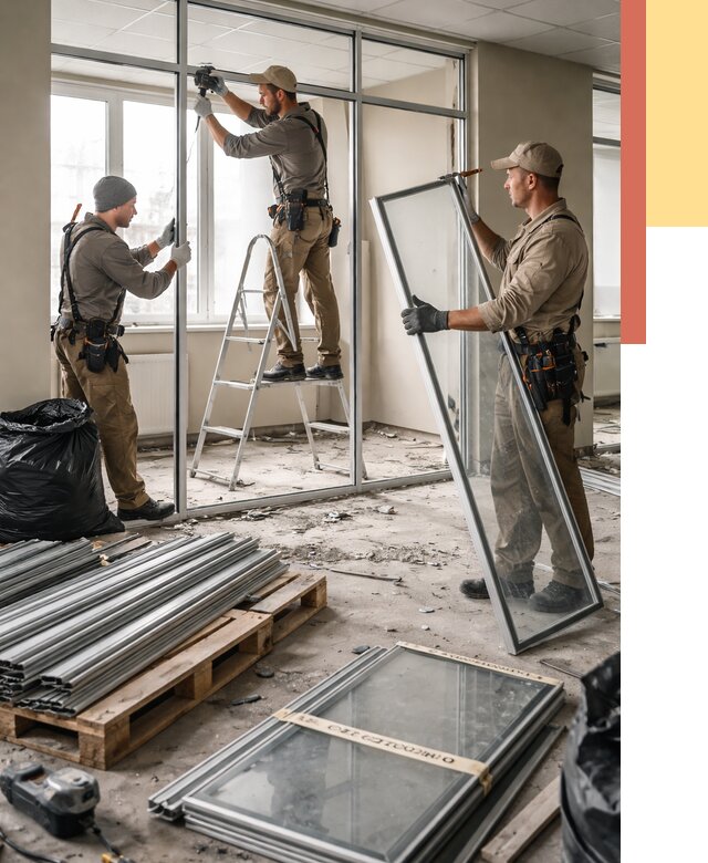 Демонтаж алюминиевых перегородок в Заволжье от 4277 руб. — быстро и недорого | ОТДЕЛОЧНИК-Звл