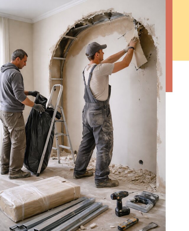 Демонтаж арки из гипсокартона в Заволжье от 3564 руб. — услуги под ключ | ОТДЕЛОЧНИК-Звл