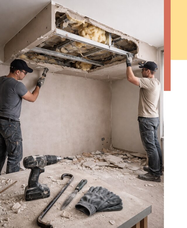 Демонтаж короба из гипсокартона в Заволжье от 1548 руб. — быстро и недорого | ОТДЕЛОЧНИК-Звл