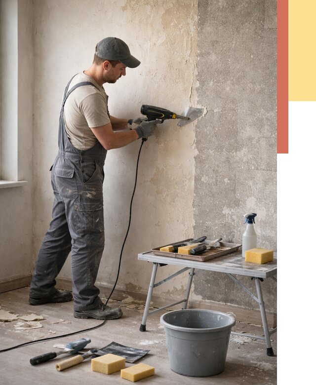 Очистка стен от клея в Заволжье от 1884 руб. — снятие и удаление клея со стен | ОТДЕЛОЧНИК-Звл