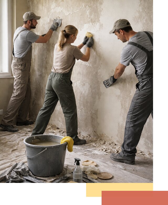 Очистка стен от клея и грунтовки в Заволжье качественно и быстро