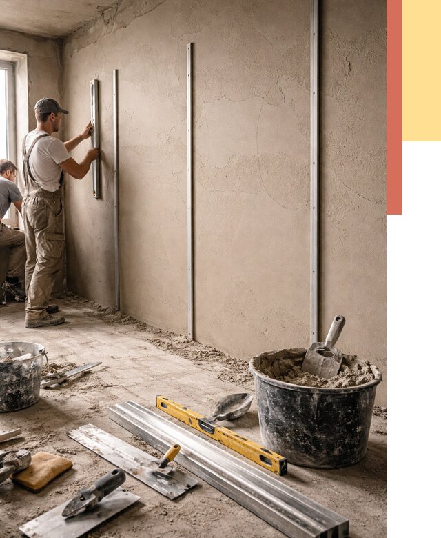 Штукатурка стен по маякам в Заволжье от 5601 руб./м² — выравнивание под ключ | ОТДЕЛОЧНИК-Звл