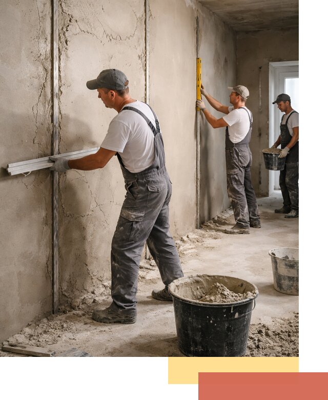 Штукатурка стен по маякам в Заволжье — точная и ровная поверхность