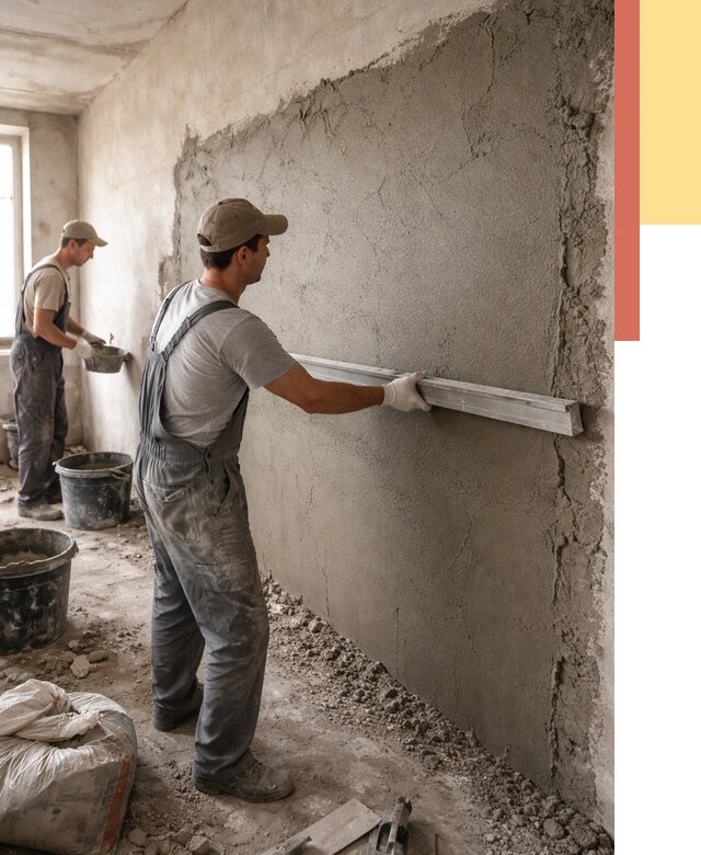 Цементная штукатурка стен в Заволжье от 4583 руб/м2 — быстро и недорого | ОТДЕЛОЧНИК-Звл