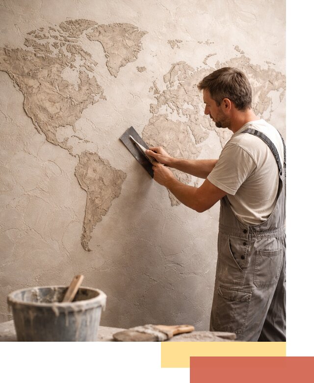 Декоративная штукатурка «Карта мира» под ключ в Заволжье