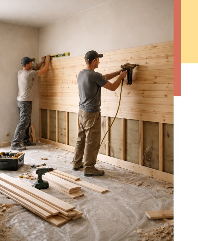 Монтаж деревянной вагонки на стены в Заволжье от 7638 руб. | Услуги монтажа вагонки | ОТДЕЛОЧНИК-Звл