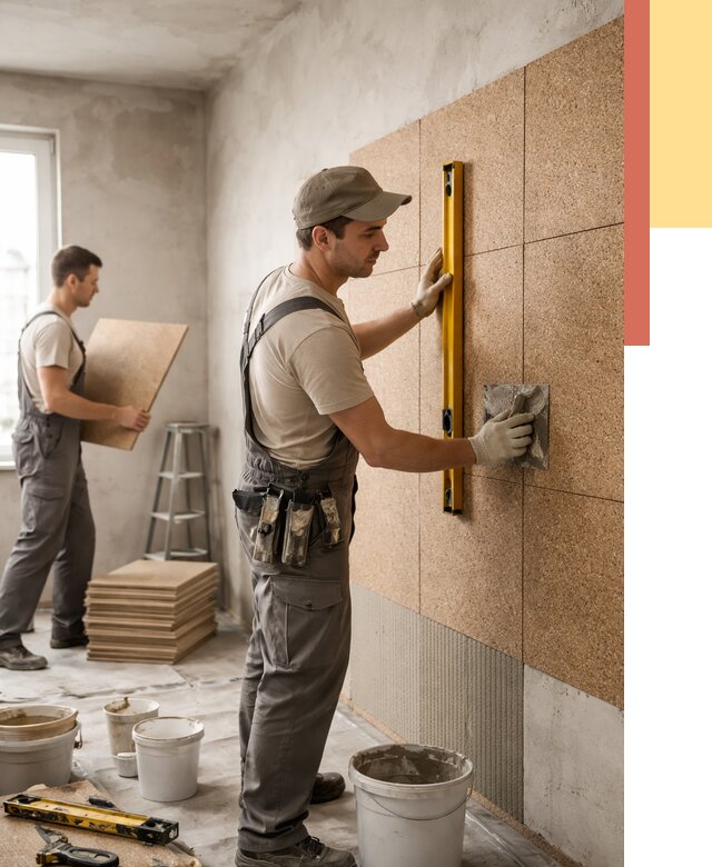 Монтаж пробковых панелей на стены в Заволжье от 3564 руб. — ОТДЕЛОЧНИК-Звл