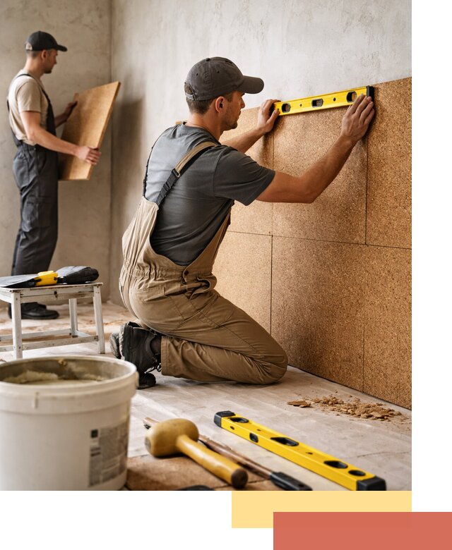 Монтаж пробковых панелей на стены в Заволжье быстро и качественно