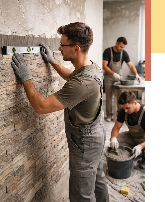 Монтаж искусственного камня в Заволжье от 4583 руб. под ключ | ОТДЕЛОЧНИК-Звл