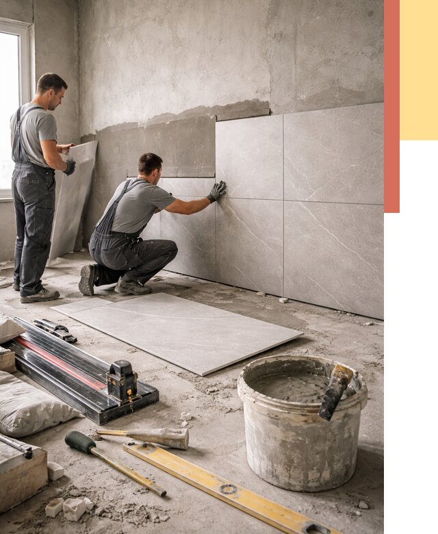 Облицовка стен керамогранитом в Заволжье от 4277 руб./м² — услуги под ключ | ОТДЕЛОЧНИК-Звл