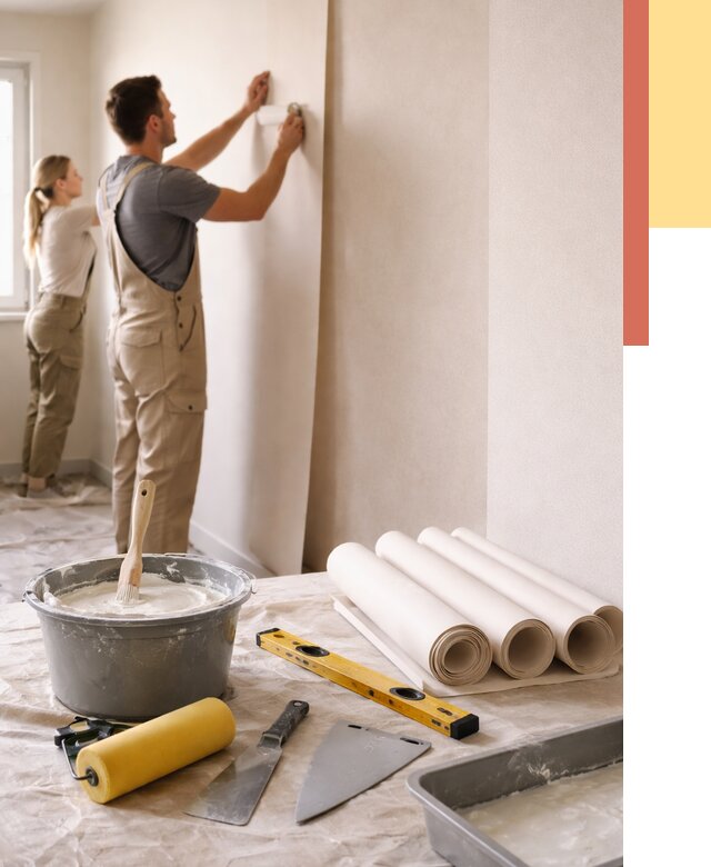 Поклейка бумажных обоев в Заволжье от 5601 руб./м2 — быстро и недорого | ОТДЕЛОЧНИК-Звл