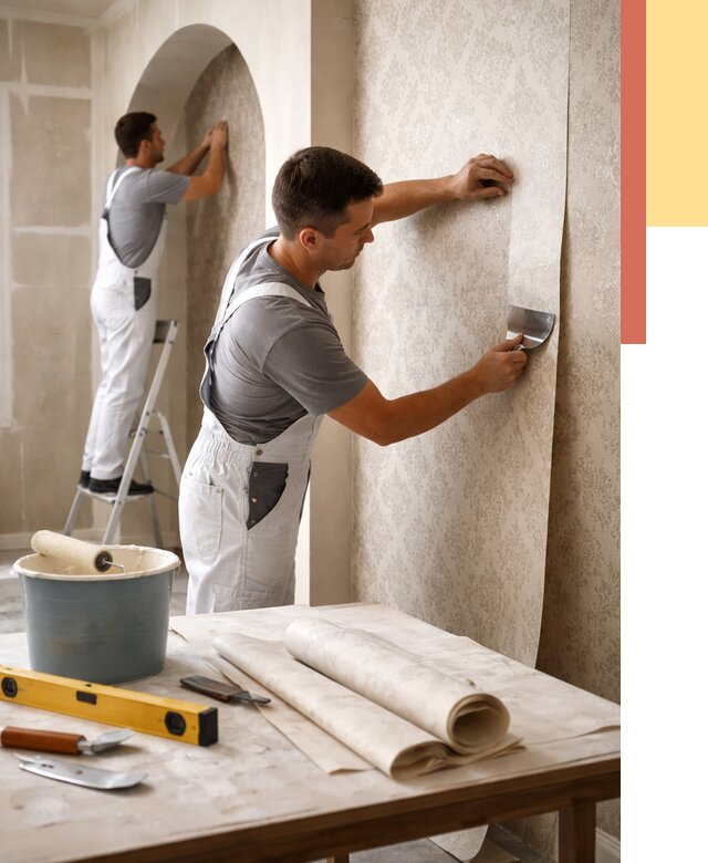 Поклейка обоев на сложные стены в Заволжье от 2852 руб. под ключ | ОТДЕЛОЧНИК-Звл