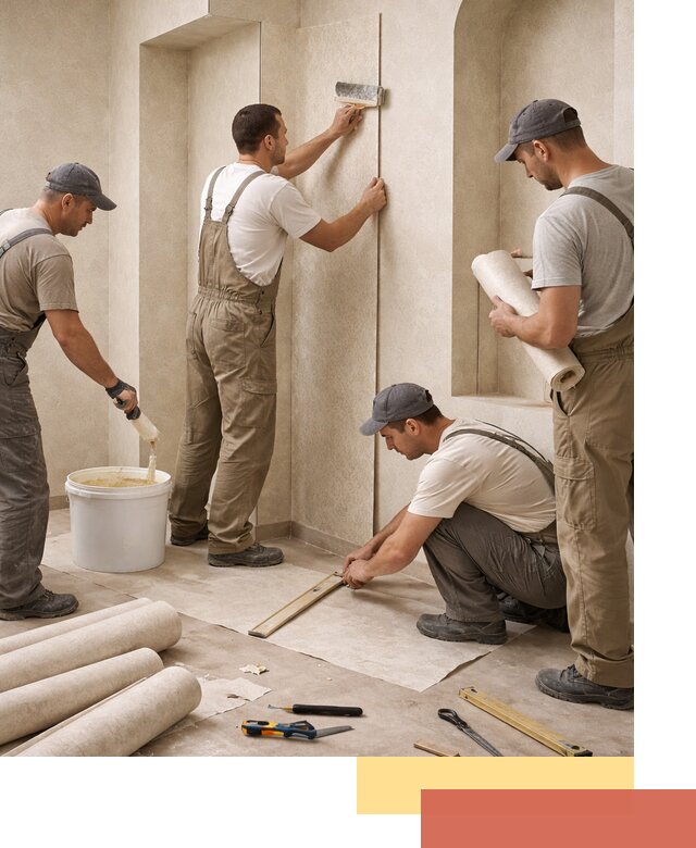 Поклейка обоев на сложные стены и неровные поверхности в Заволжье