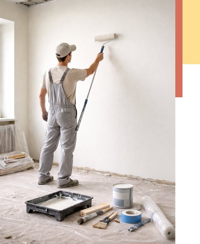 Покраска стен водоэмульсионной краской в Заволжье от 458 руб. за м² | ОТДЕЛОЧНИК-Звл