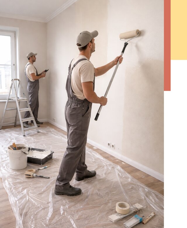 Покраска стен акриловой краской в Заволжье от 3564 руб./м² — быстро и недорого | ОТДЕЛОЧНИК-Звл