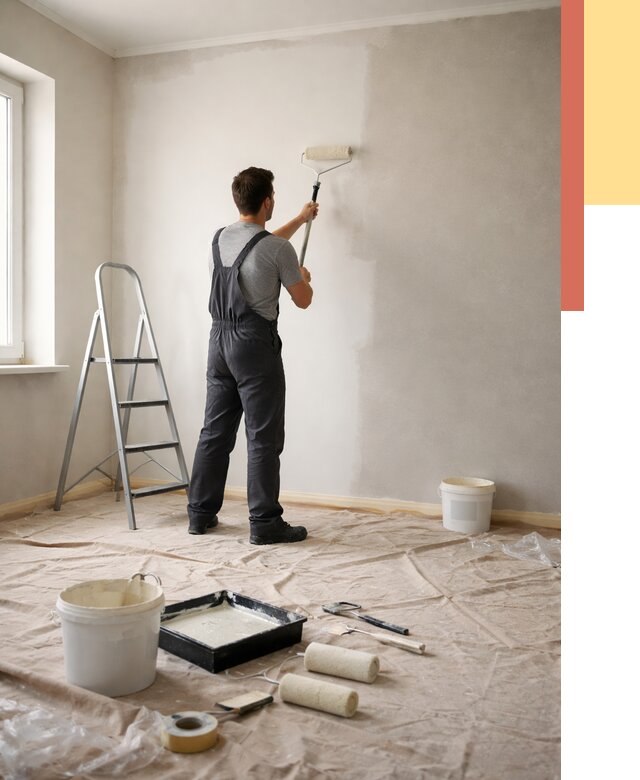 Покраска стен моющейся краской в Заволжье от 356 руб./м² — быстро и недорого | ОТДЕЛОЧНИК-Звл