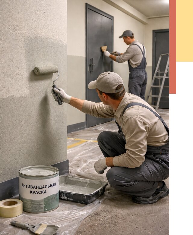 Покраска стен антивандальной краской в Заволжье от 4583 руб./м² под ключ | ОТДЕЛОЧНИК-Звл