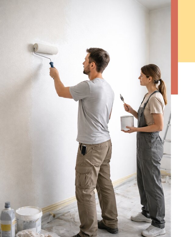 Окраска стен по стеклохолсту в Заволжье от 4583 руб/м² под ключ | ОТДЕЛОЧНИК-Звл