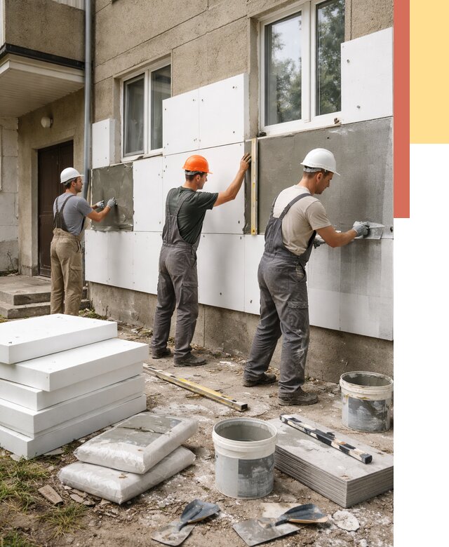 Утепление стен пенопластом в Заволжье от 1782 руб. — недорого и под ключ | ОТДЕЛОЧНИК-Звл