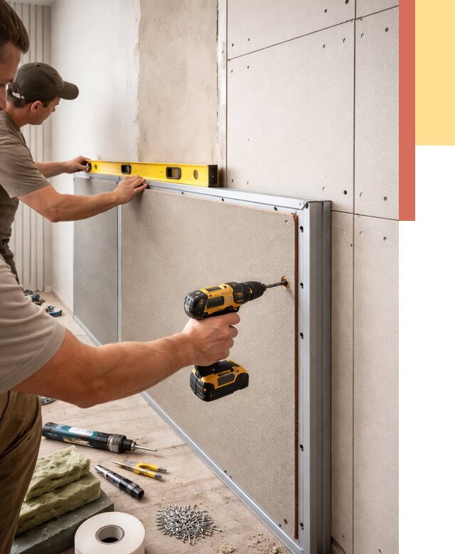 Шумоизоляция стен панелями ЗИПС в Заволжье от 2240 руб./м² под ключ | ОТДЕЛОЧНИК-Звл