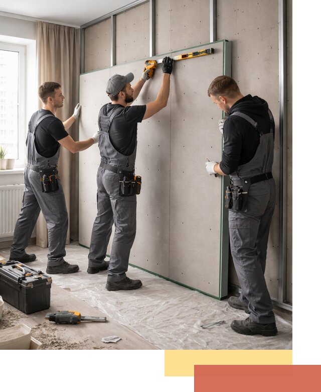 Шумоизоляция стен панелями ЗИПС в Заволжье для жилых и коммерческих помещений