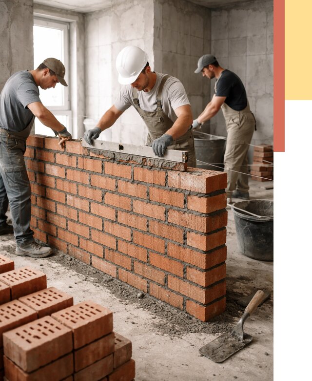 Кладка перегородок из кирпича в Заволжье от 3564 руб. за м² | ОТДЕЛОЧНИК-Звл