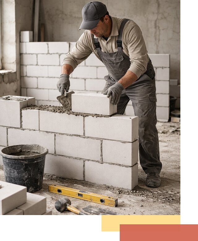 Кладка перегородок из силикатного блока в Заволжье