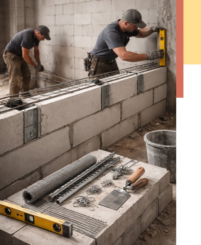 Армирование кладки перегородок в Заволжье от 764 руб. под ключ | ОТДЕЛОЧНИК-Звл