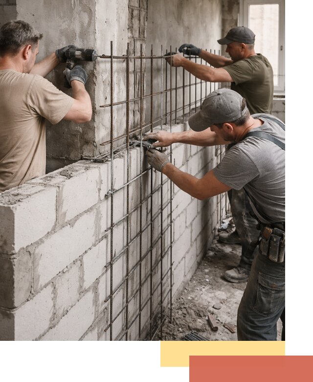 Армирование кладки перегородок в Заволжье профессионально и надёжно