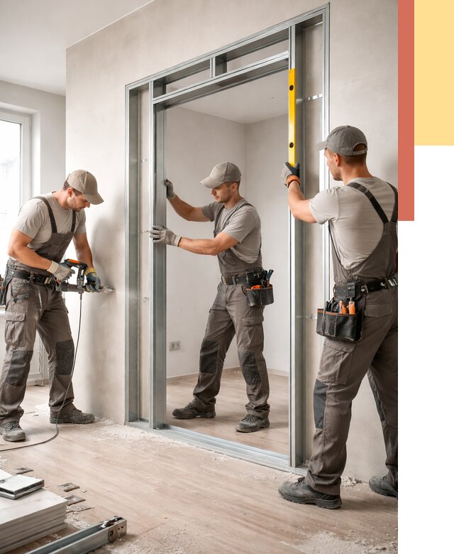 Устройство дверного проема в перегородке в Заволжье от 4583 руб. под ключ | ОТДЕЛОЧНИК-Звл