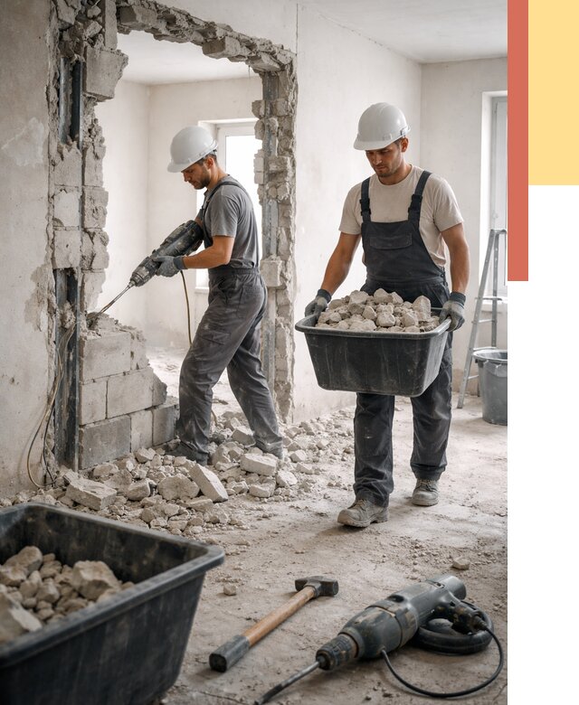 Демонтаж блоковых перегородок в Заволжье от 3819 руб. — быстро и недорого | ОТДЕЛОЧНИК-Звл