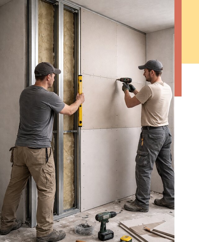 Монтаж двухслойной перегородки из гипсокартона в Заволжье от 1477 руб. | ОТДЕЛОЧНИК-Звл