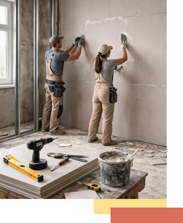 Монтаж двухслойной перегородки из гипсокартона в Заволжье