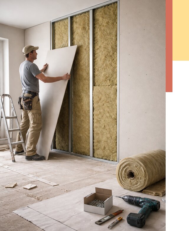 Перегородка из гипсокартона с шумоизоляцией в Заволжье от 3177 руб. | ОТДЕЛОЧНИК-Звл