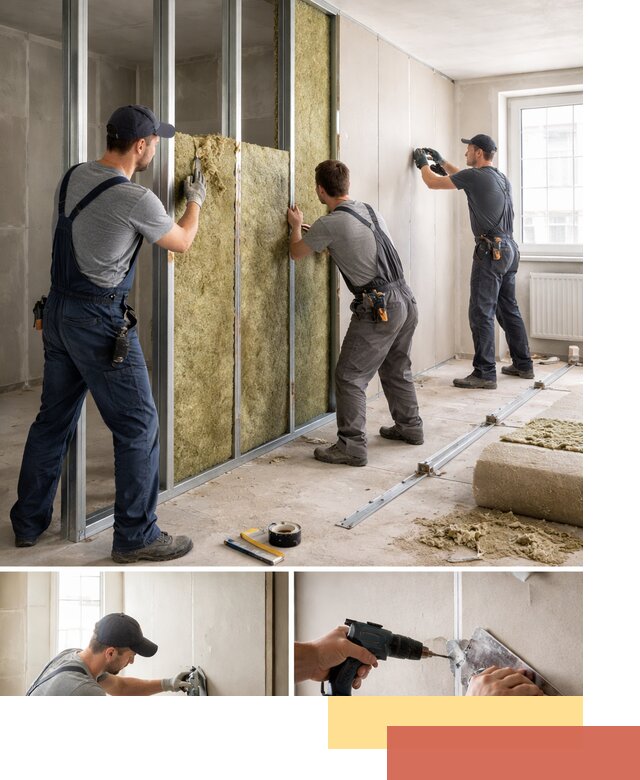 Перегородка из гипсокартона с шумоизоляцией в Заволжье — монтаж под ключ