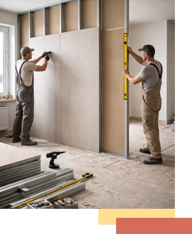 Зонирующая перегородка из гипсокартона под ключ в Заволжье