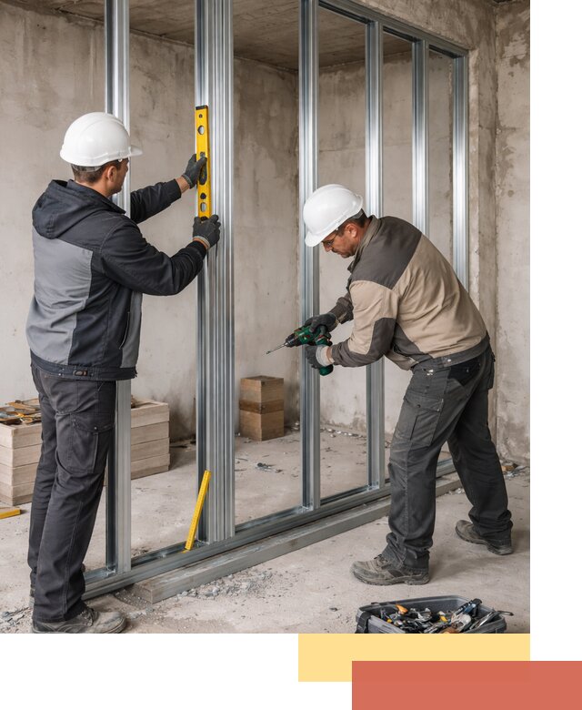 Монтаж каркаса перегородки из профиля в Заволжье