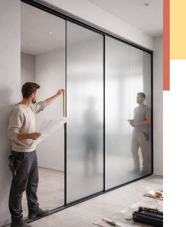 Матовые стеклянные перегородки в Заволжье от 8656 руб. — монтаж и установка | ОТДЕЛОЧНИК-Звл