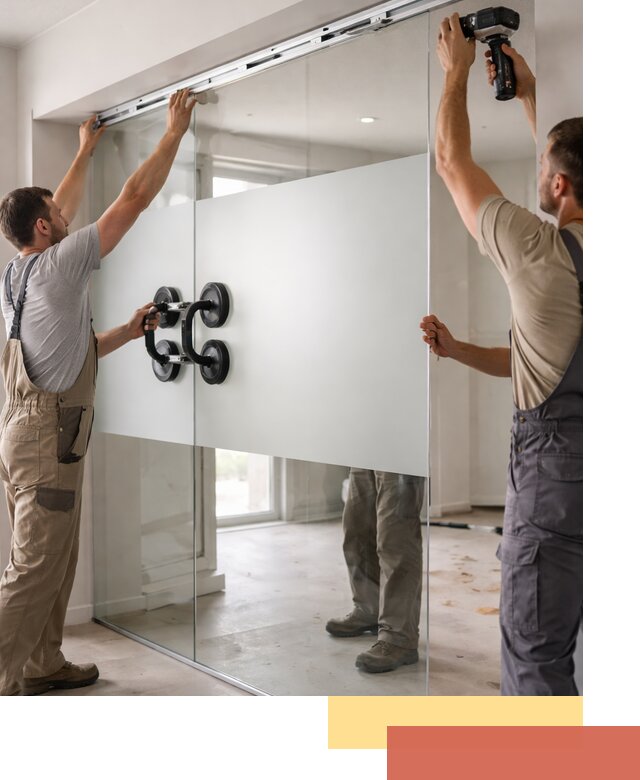 Матовые стеклянные перегородки под ключ в Заволжье