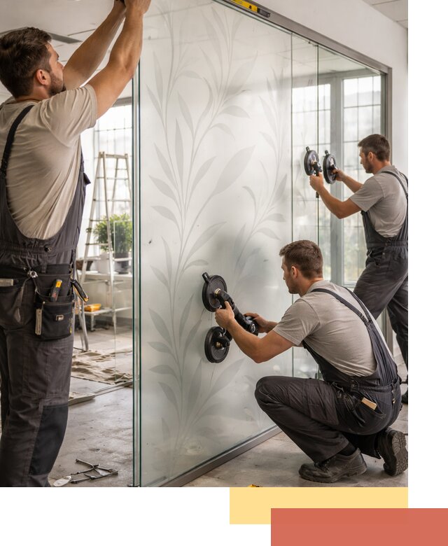 Стеклянные перегородки с рисунком на заказ в Заволжье