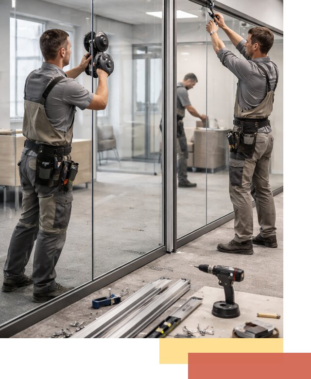 Стеклянные офисные перегородки под ключ в Заволжье