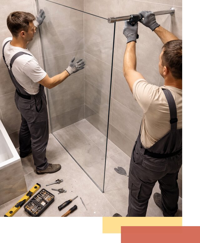 Стеклянные перегородки для душа в Заволжье — изготовление и монтаж