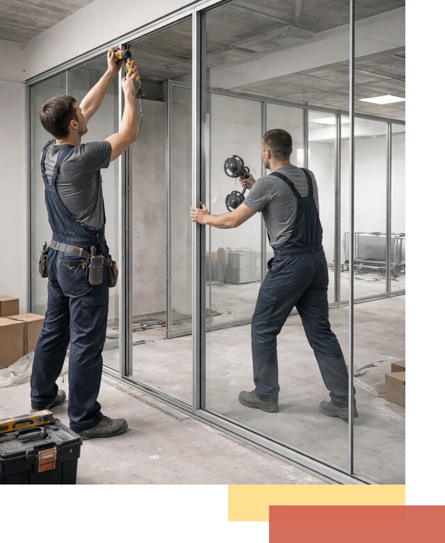 Алюминиевые перегородки со стеклом в Заволжье — изготовление и монтаж